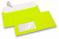 Neon Couverts - Gelb, mit Fenster 45 x 90 mm, Fensterposition 20 mm von der Linkerseite und 15 mm von unten | Couvertsbestellen.ch