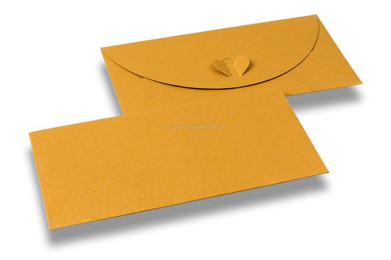 Geschenkcouverts Herz-Verschluss - Goldgelb