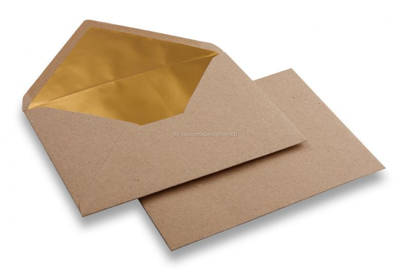 Couverts aus Kraftpapier mit Innenfutter - 114 x 162 mm (C 6) Gold