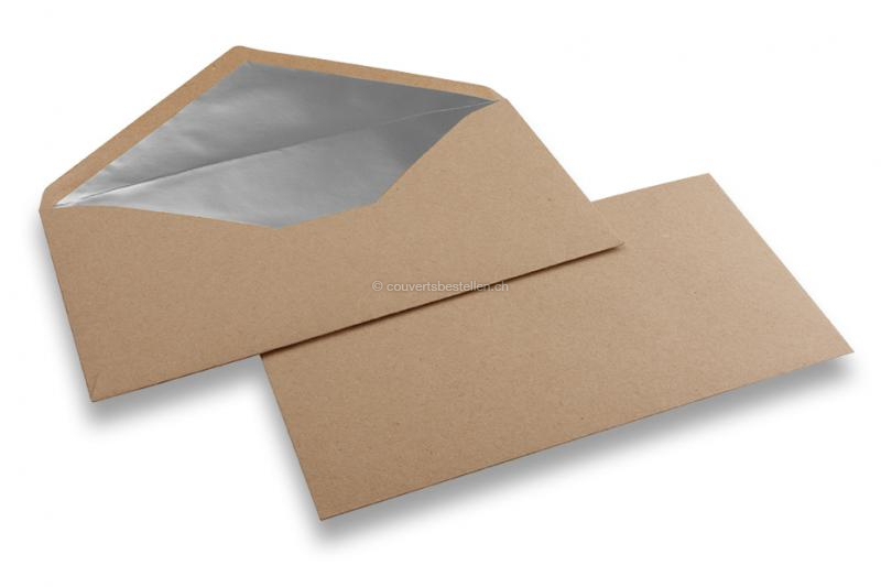 Couverts aus Kraftpapier mit Innenfutter - 110 x 220 mm (EA 5/6) Silber