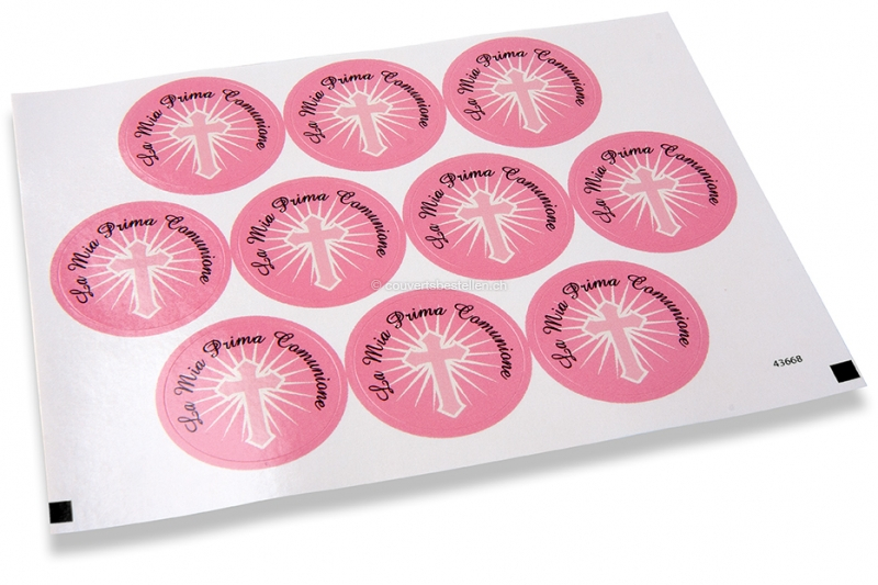 Kommunion-Verschlusssiegel - la mia prima comunione rosa Kreuz