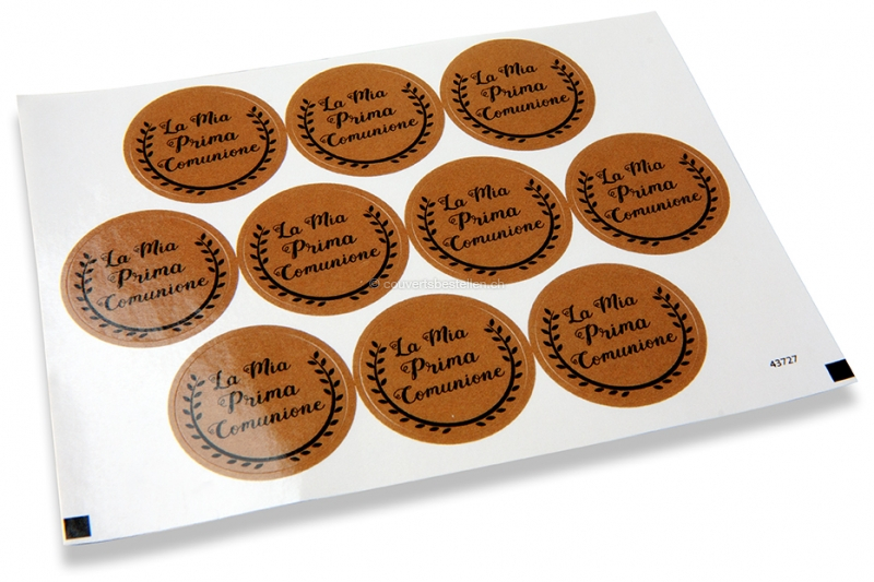 Kommunion-Verschlusssiegel - la mia prima comunione braun mit schwarzen Kranz