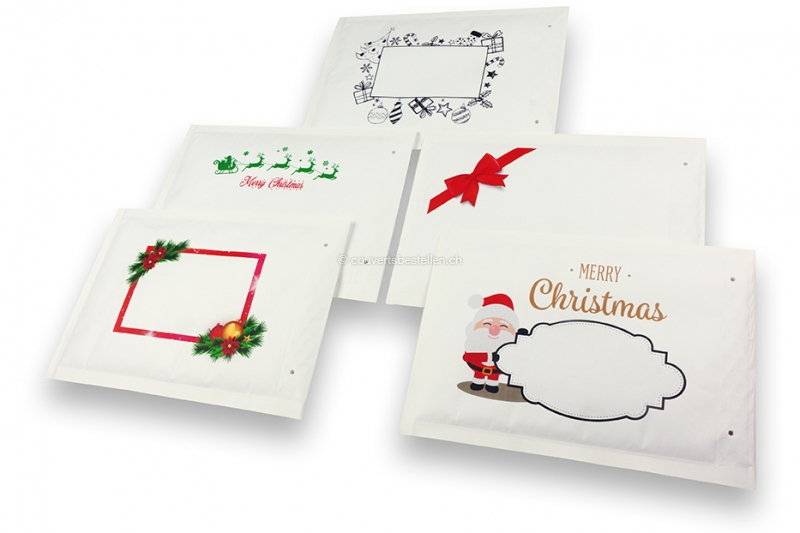 Weiße Weihnachts-Luftpolstertaschen