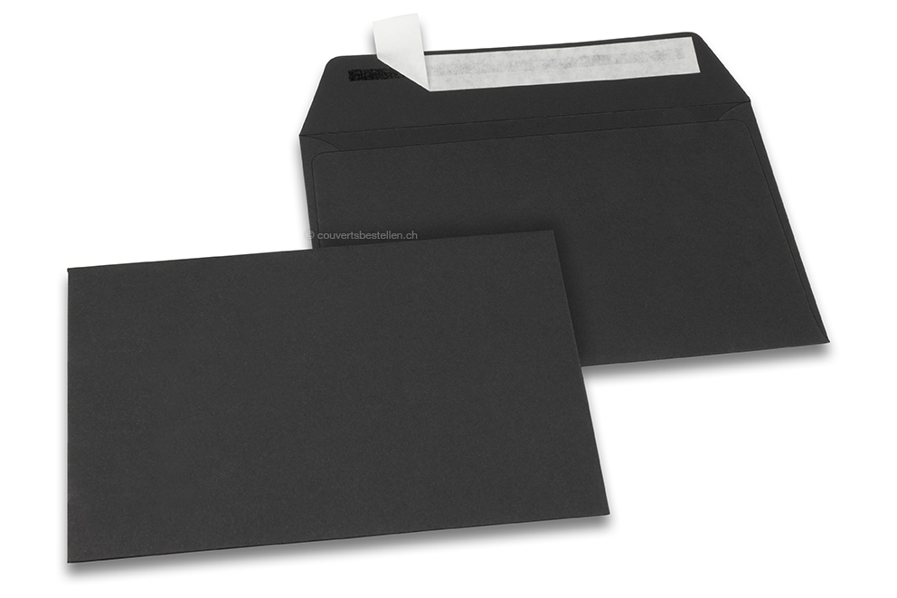 Farbige Couverts Papier - Schwarz, 114 x 162 mm