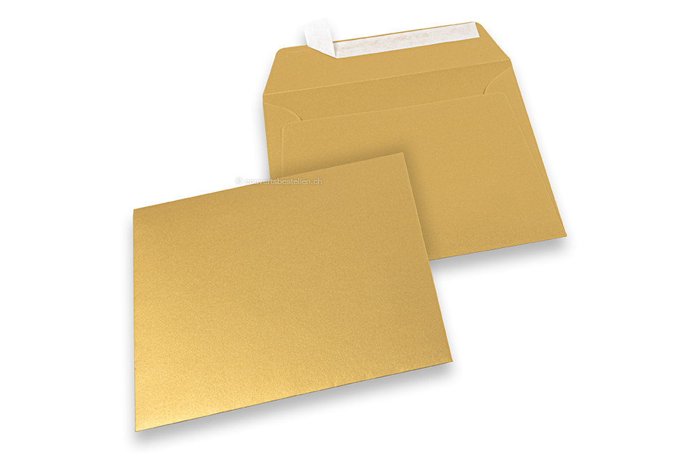 Farbige Couverts Papier - Gold metallic, 160 x 160 mm