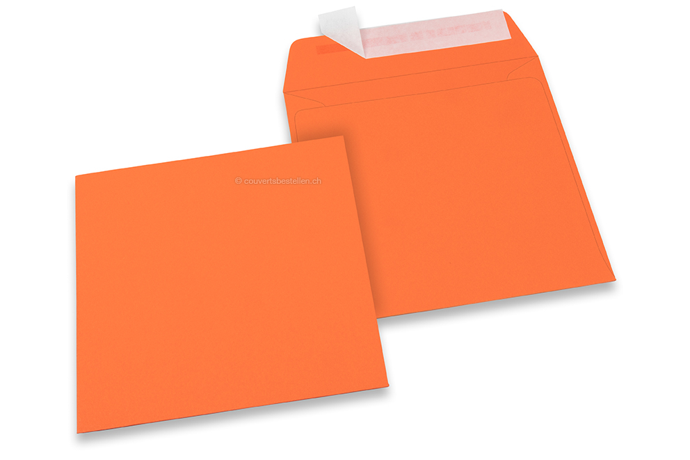 Farbige Couverts Papier - Orange, 160 x 160 mm