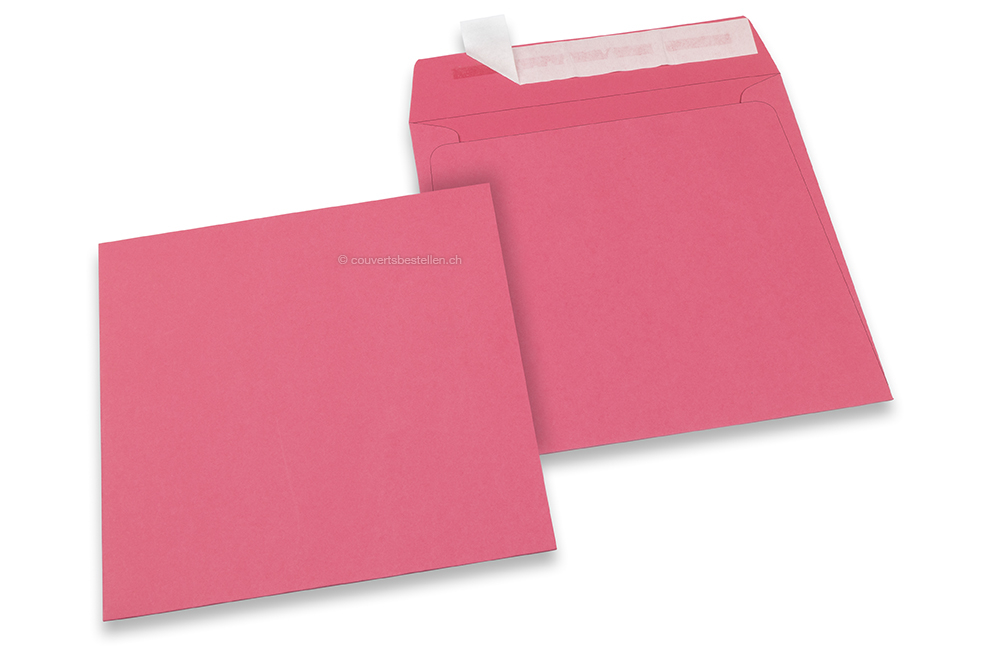 Farbige Couverts Papier - Rosa, 160 x 160 mm