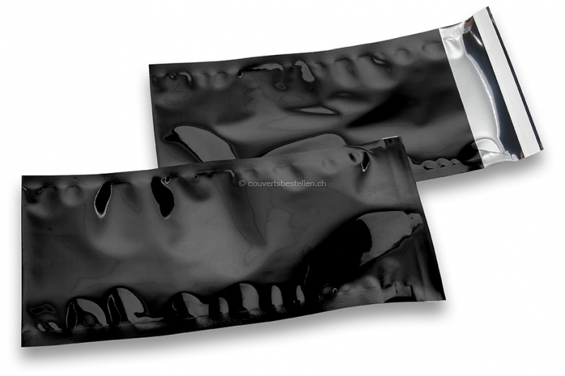 Schwarze Metallic Foliencouverts - 114 x 229 mm