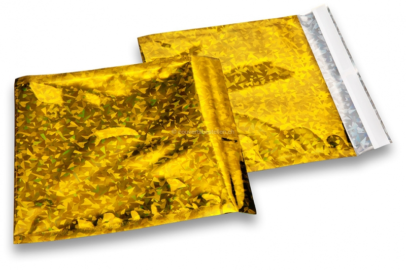 Goldene Holografische  Metallic Foliencouverts - 165 x 165 mm