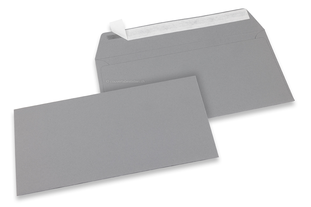 Farbige Couverts Papier - Grau, 110 x 220 mm