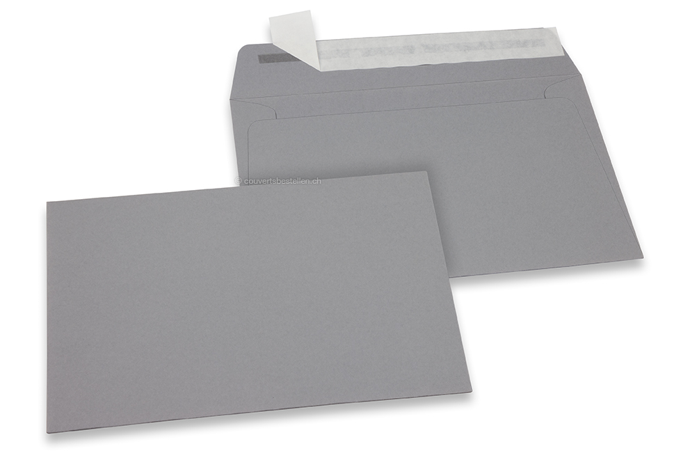 Farbige Couverts Papier - Grau, 114 x 162 mm
