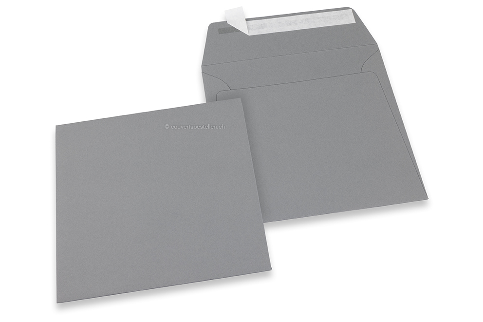 Farbige Couverts Papier - Grau, 160 x 160 mm