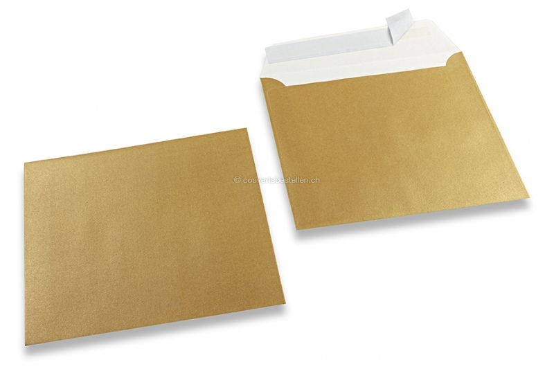 Goldene Couverts mit Perlmutteffekt - 155 x 155 mm