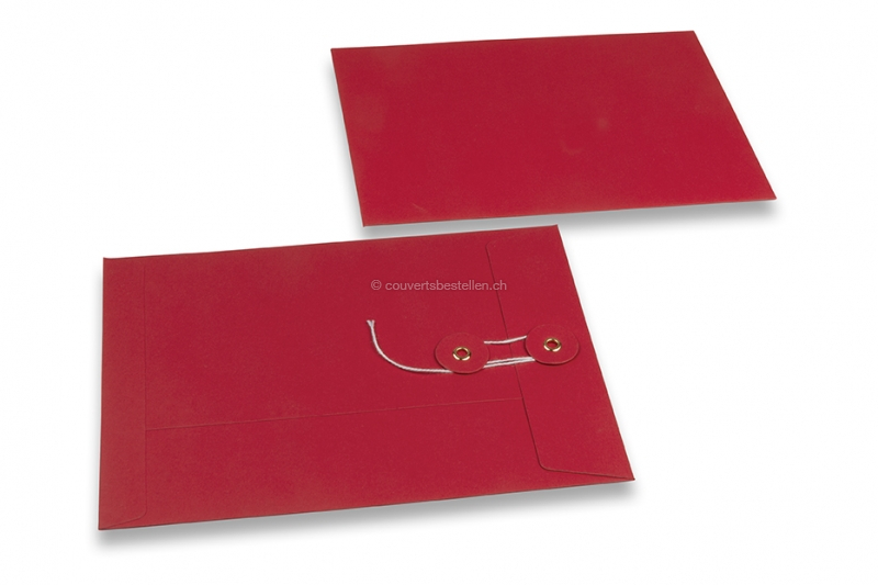 Kartonverpackung mit Kordelverschluss - 162 x 229 mm, rot