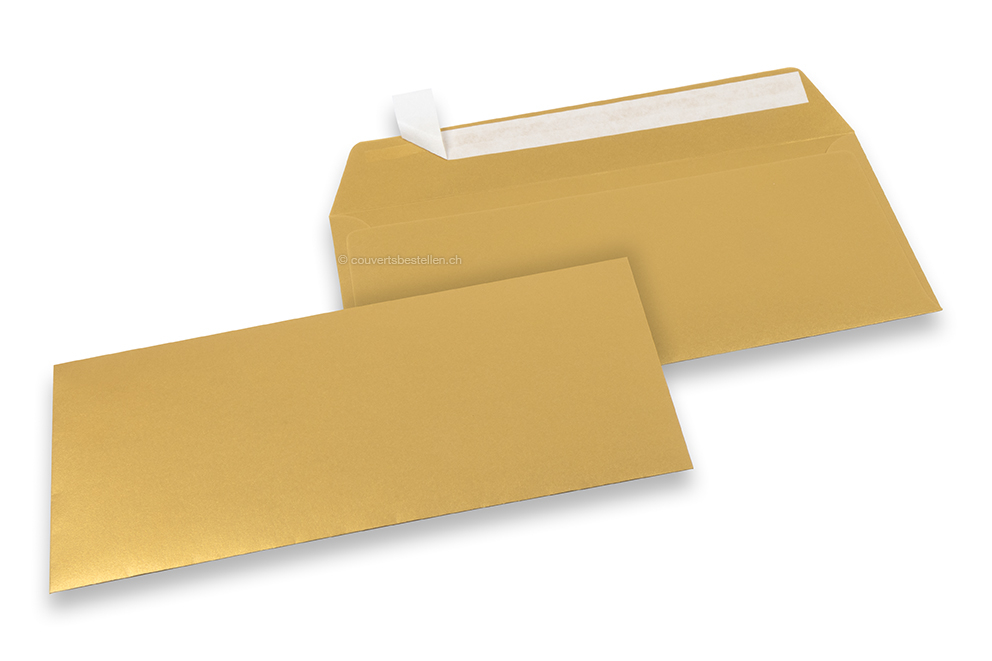 Farbige Couverts Papier - Gold metallic, 110 x 220 mm
