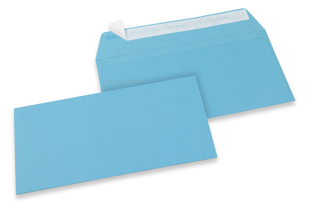 Farbige Couverts Papier - Himmelblau, 110 x 220 mm