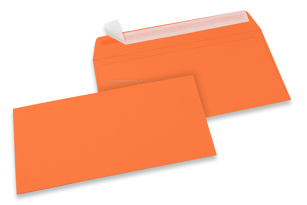 Farbige Couverts Papier - Orange, 110 x 220 mm