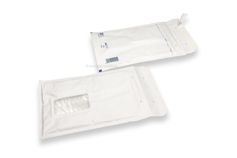 Luftpolstertaschen mit Fenster - 175 x 265 mm, Fenster links 55 x 90 mm, Fensterposition 30 mm von Links und 70 mm von Oben 