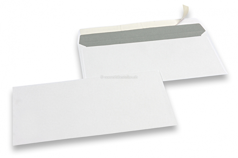 Couverts Standard weiß, 110 x 220 mm (DL), 80 Gramm, haftklebeverschluß, Gewicht pro Stück ca. 4 Gr.