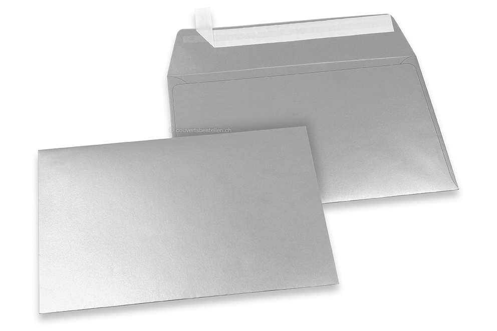 Farbige Couverts Papier - Silber metallic, 114 x 162 mm