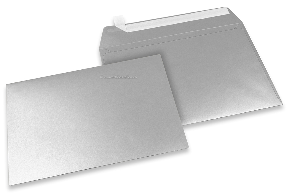 Farbige Couverts Papier - Silber metallic, 162 x 229 mm