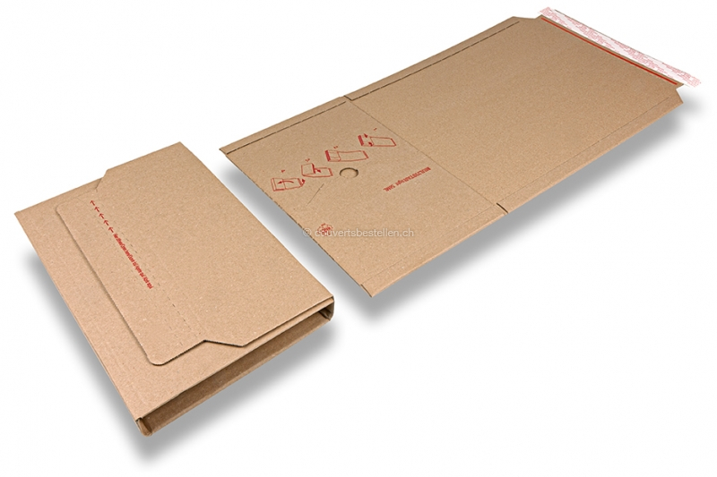 Buchverpackung wird flach angeliefert - Braun