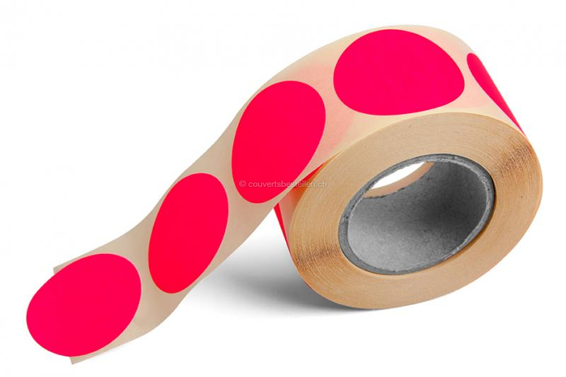 Etiketten farbig Rund - Rosa