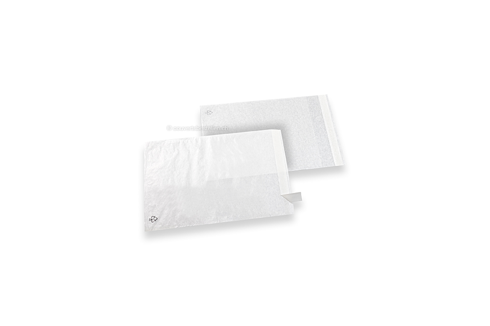 Pergamintüten weiß mit Klebestreifen - 130 x 150 mm